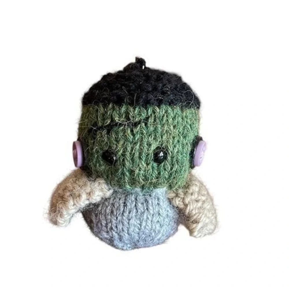 Frankenstein's Monster Keychain Bag Charms Keyring Halloween Accessory Knit Doll